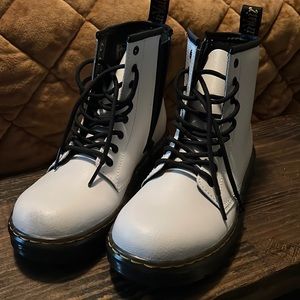 White Dr Martens Zavala Combat Boot Womens 6